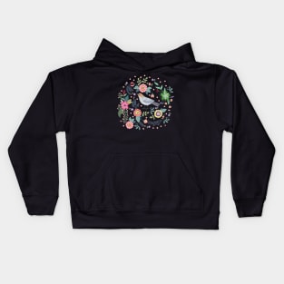 Beautiful Bird In Flowers Kids Hoodie